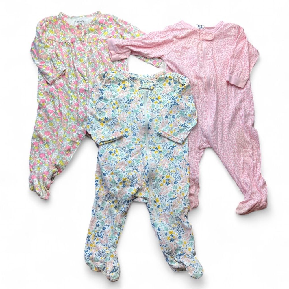 Floral and Pink Baby One Piece Set Size 3-6 Months